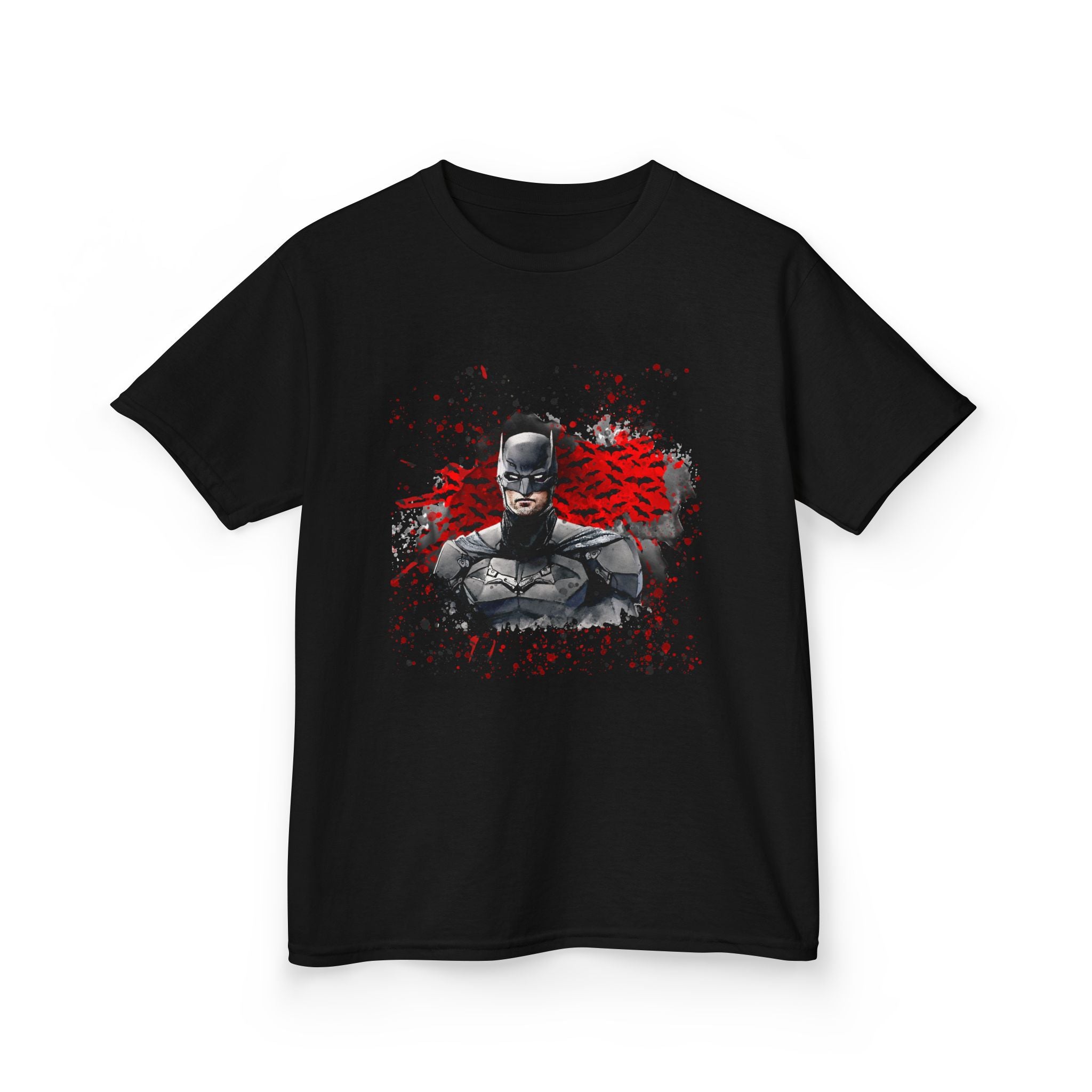 Batman Graphic T-Shirt — Dark Knight Bust with Red Splatter Art