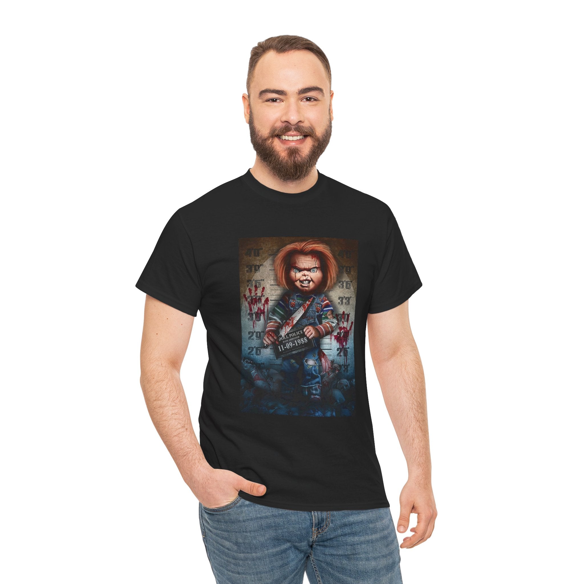 Horror Doll Graphic T‑Shirt — Creepy Chucky Style Slayer Tee