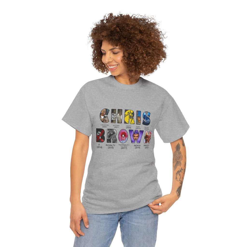 Chris Brown Collage Tee — R&B Artist Photo Letter Graphic T-Shirt
