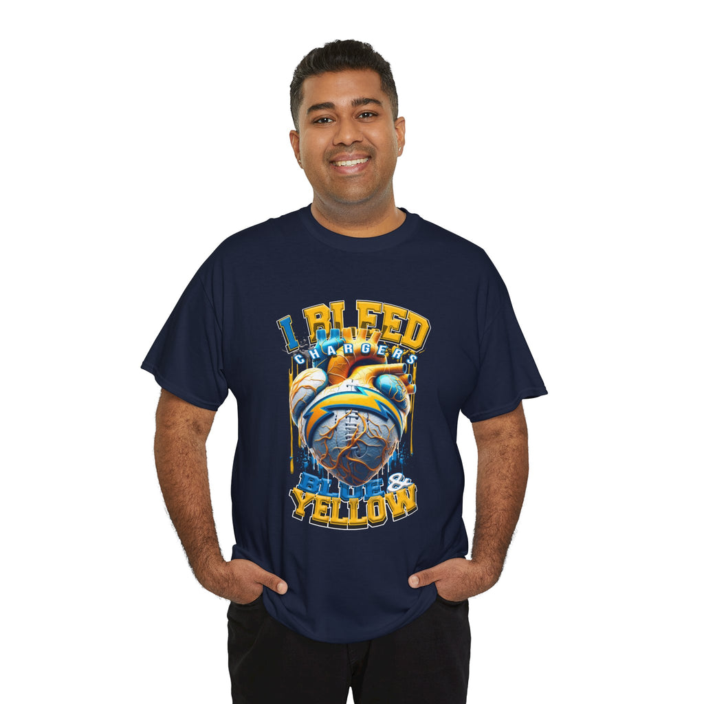 T-Shirt — "I Bleed Bolt & Yellow" Chargers Football Graphic Tee