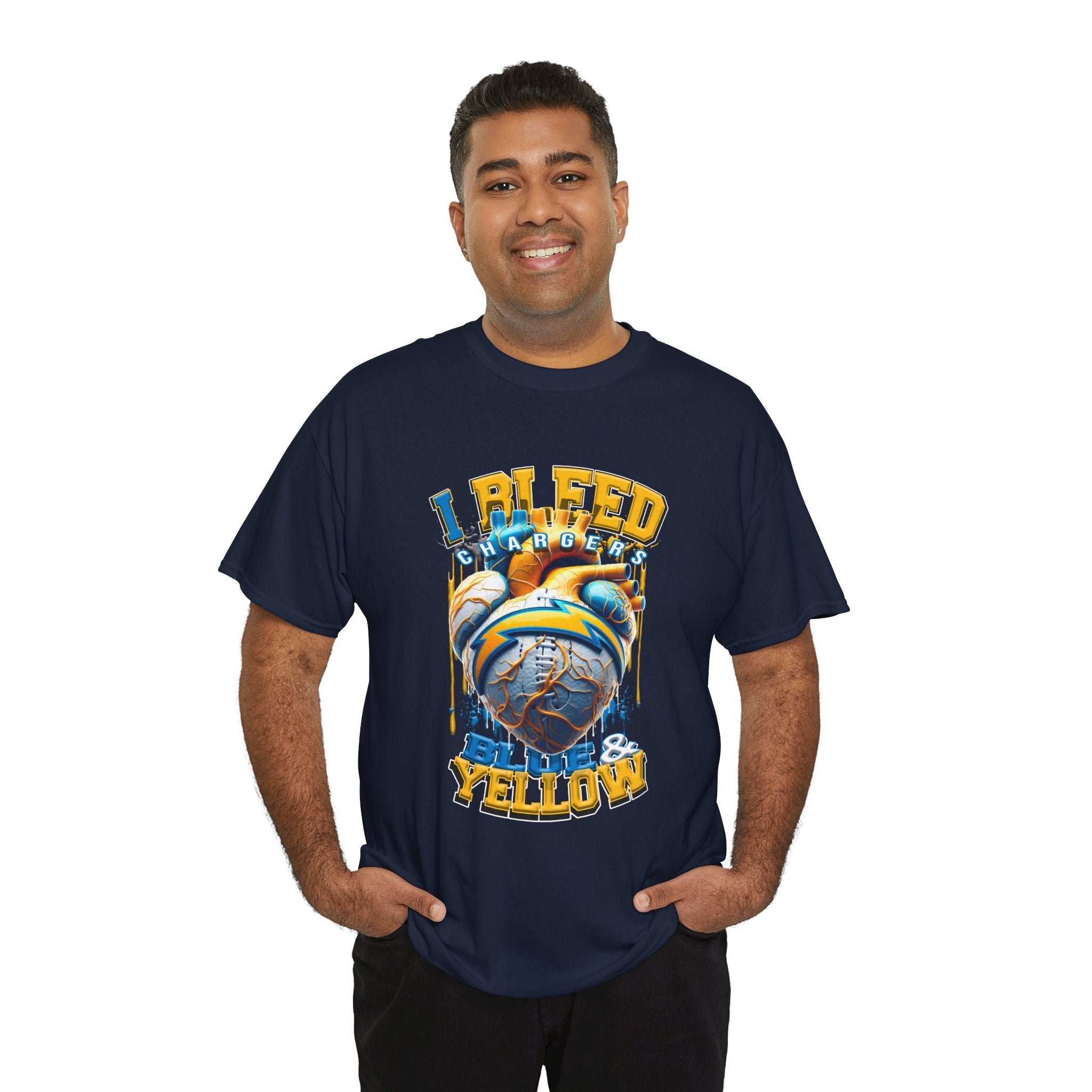 T-Shirt — "I Bleed Bolt & Yellow" Chargers Football Graphic Tee