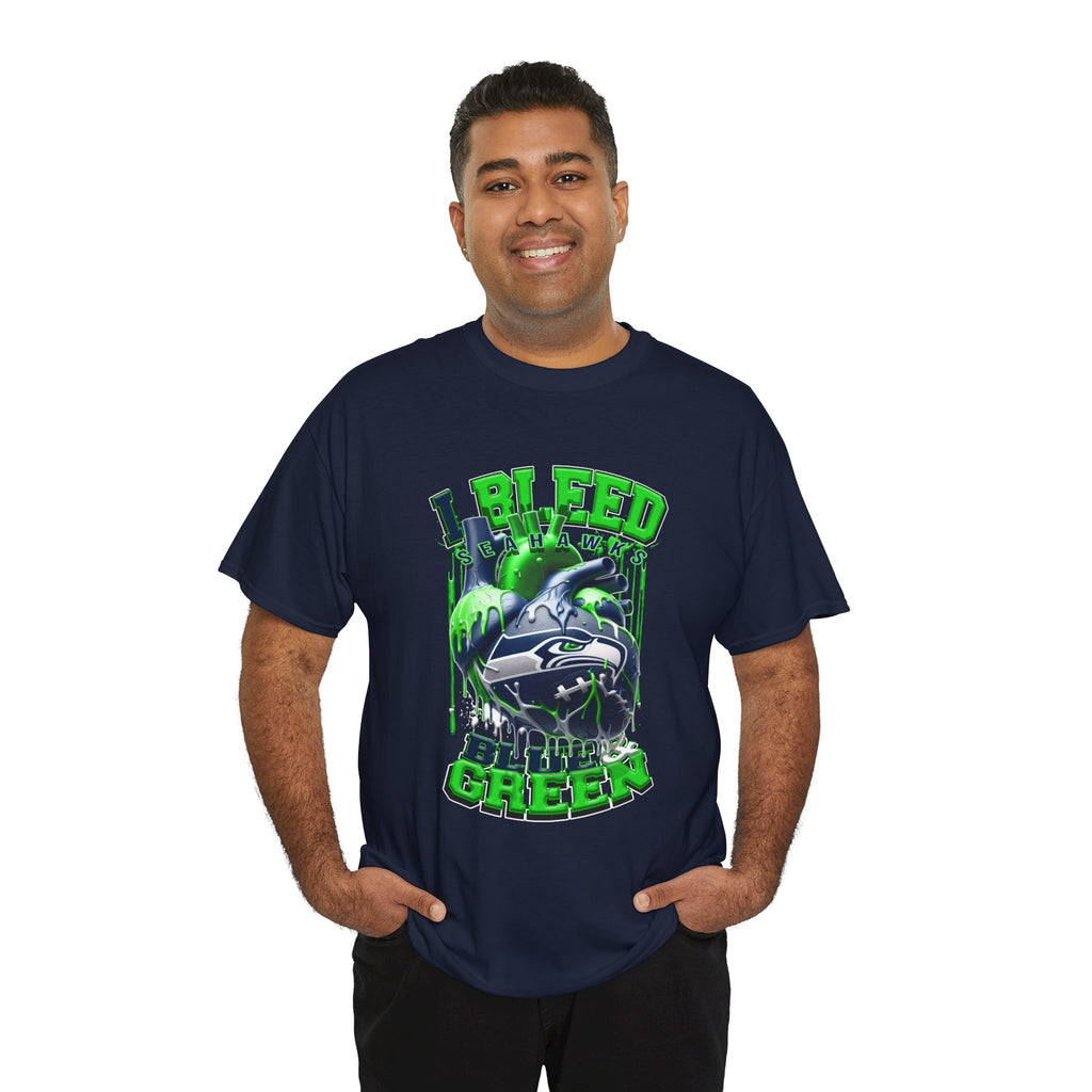 I Bleed Blue & Green T-Shirt — Seattle Seahawks Fan Tee