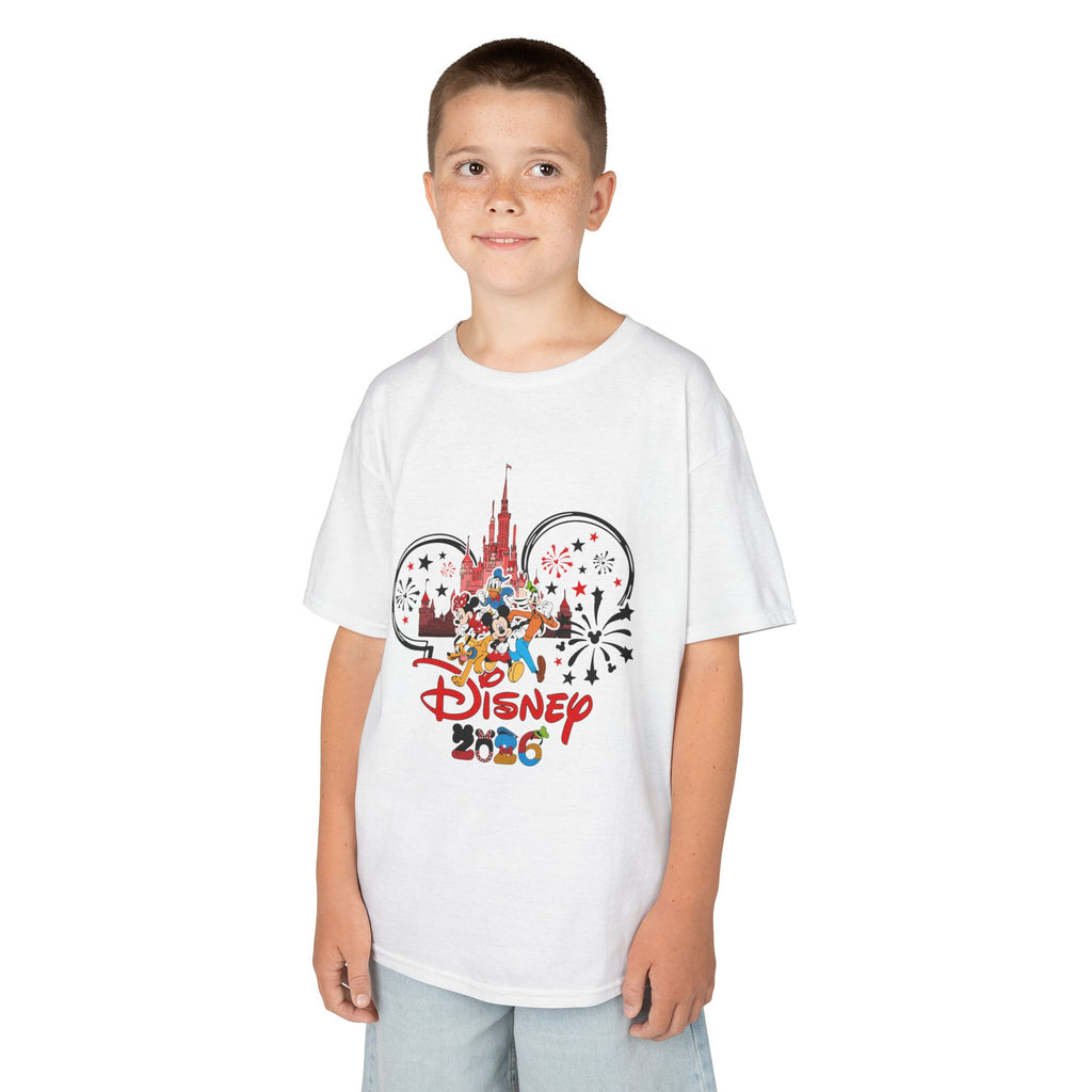Kids Disney 2026 Park Tee — Castle & Fireworks Graphic