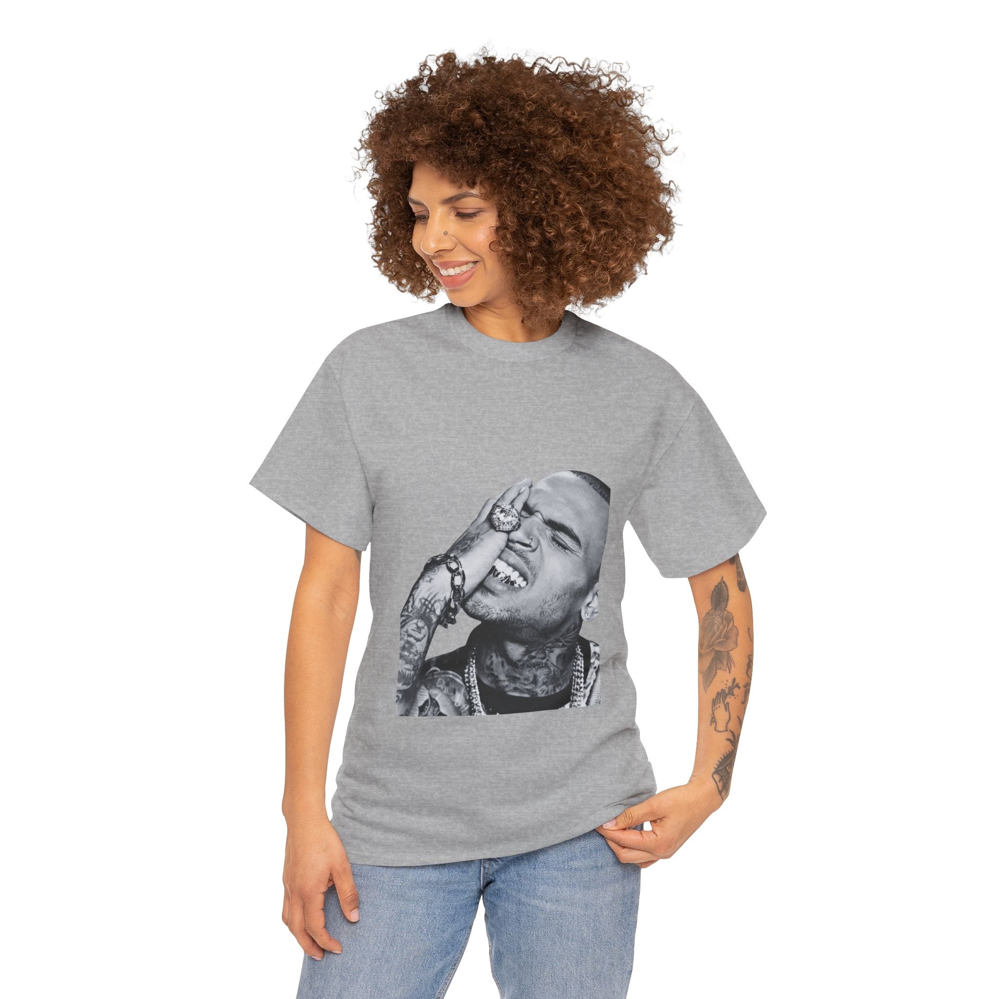 Graphic Portrait Tee — Edgy Tattooed Face Design
