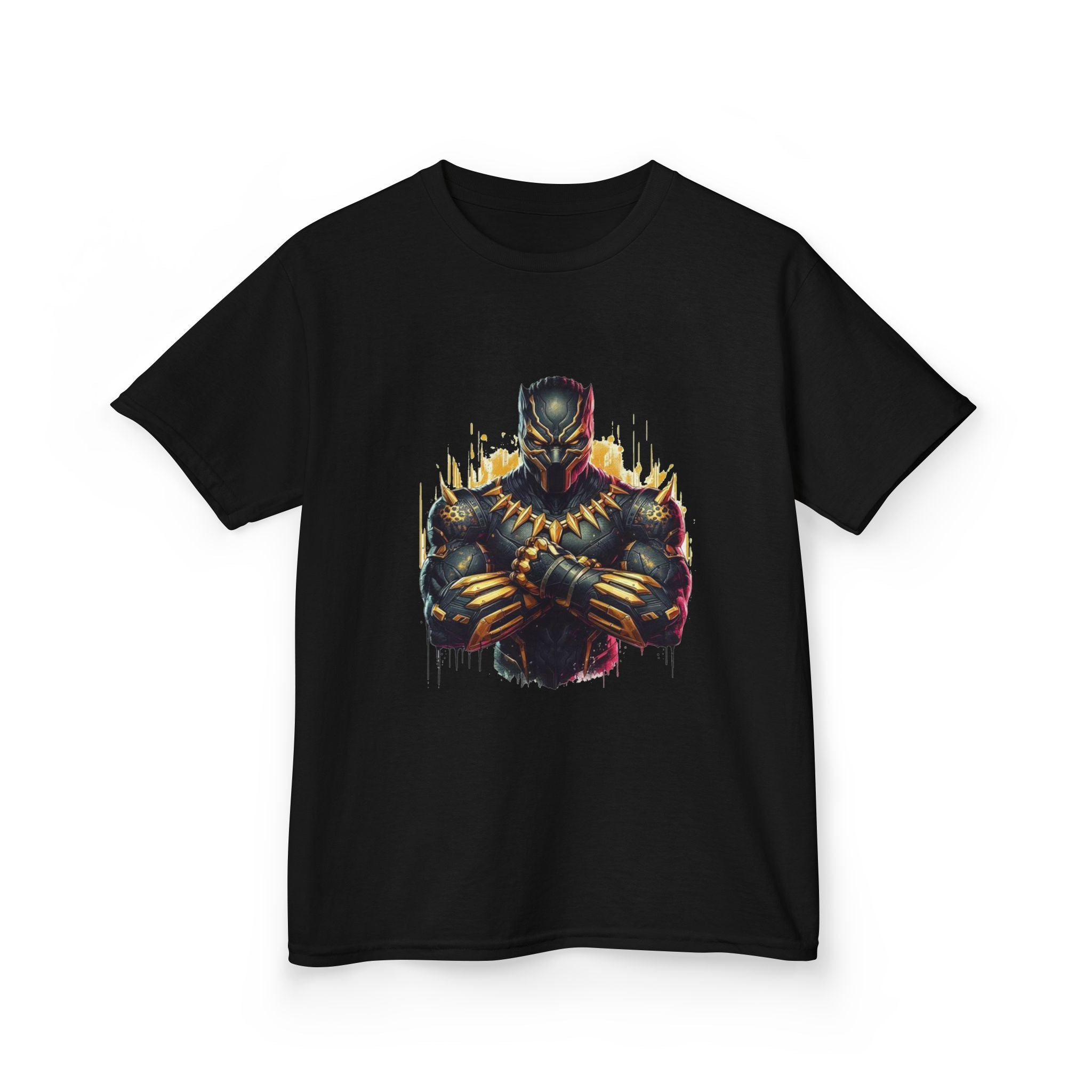 Kids Superhero Black T‑Shirt — Black Panther Graphic Tee