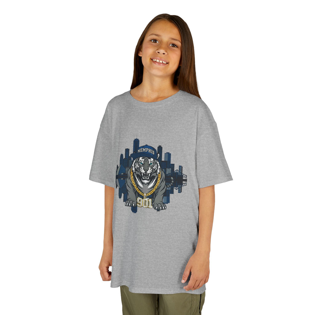 Kids Tiger Mascot T-Shirt — '901 City Skyline Design