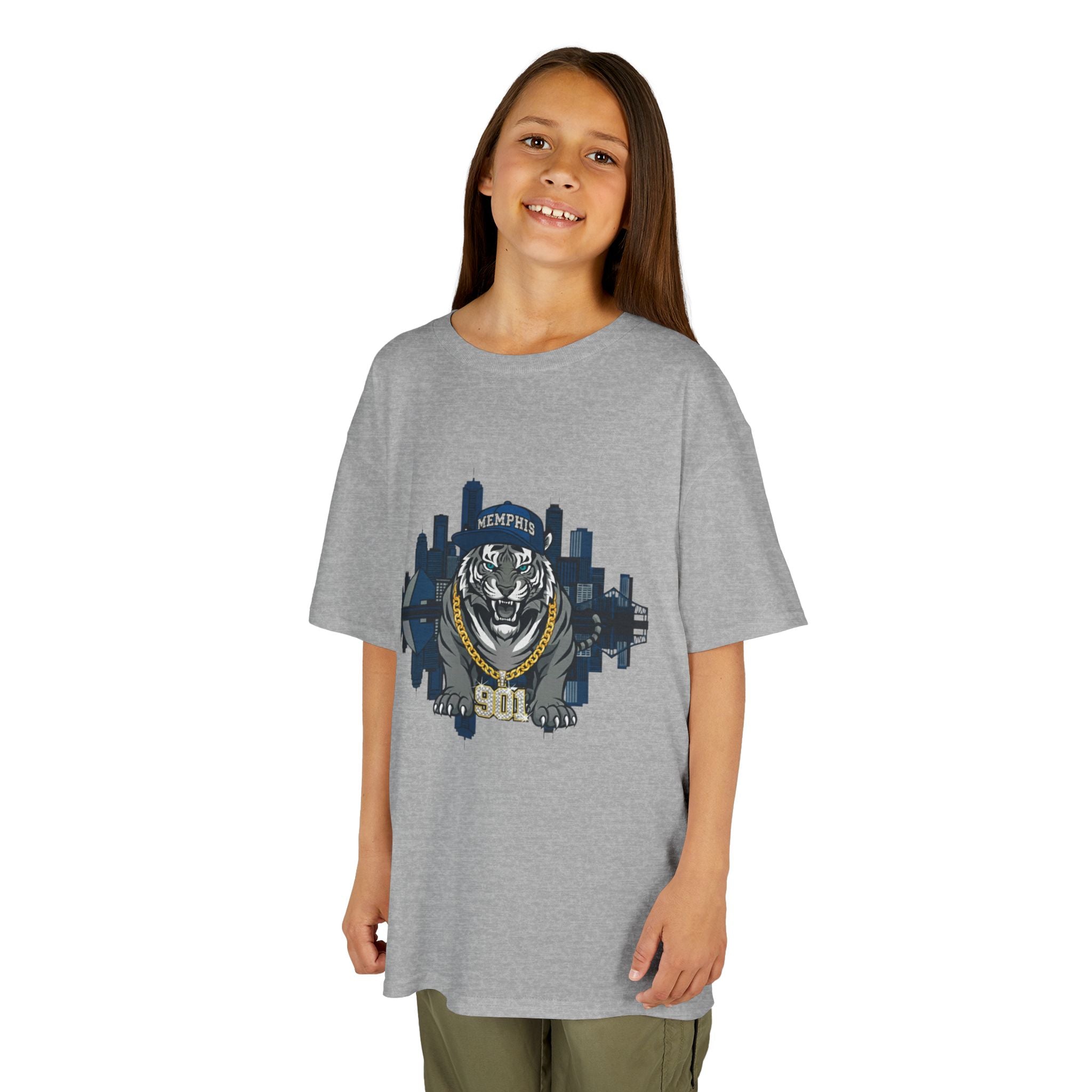 Kids Tiger Mascot T-Shirt — '901 City Skyline Design