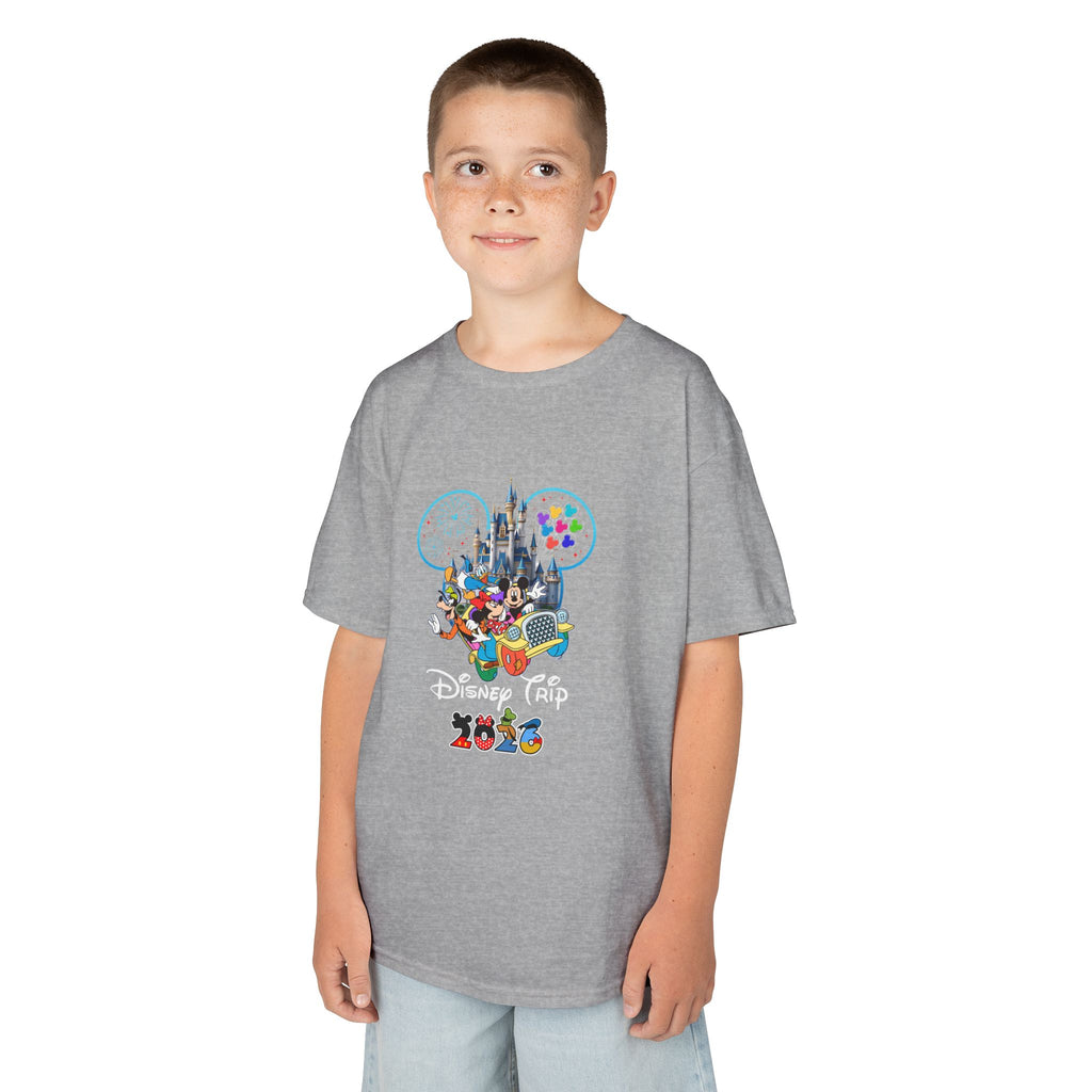 Kids T‑Shirt — Colorful Disney Castle & Characters Graphic (Disney Trip 2025)