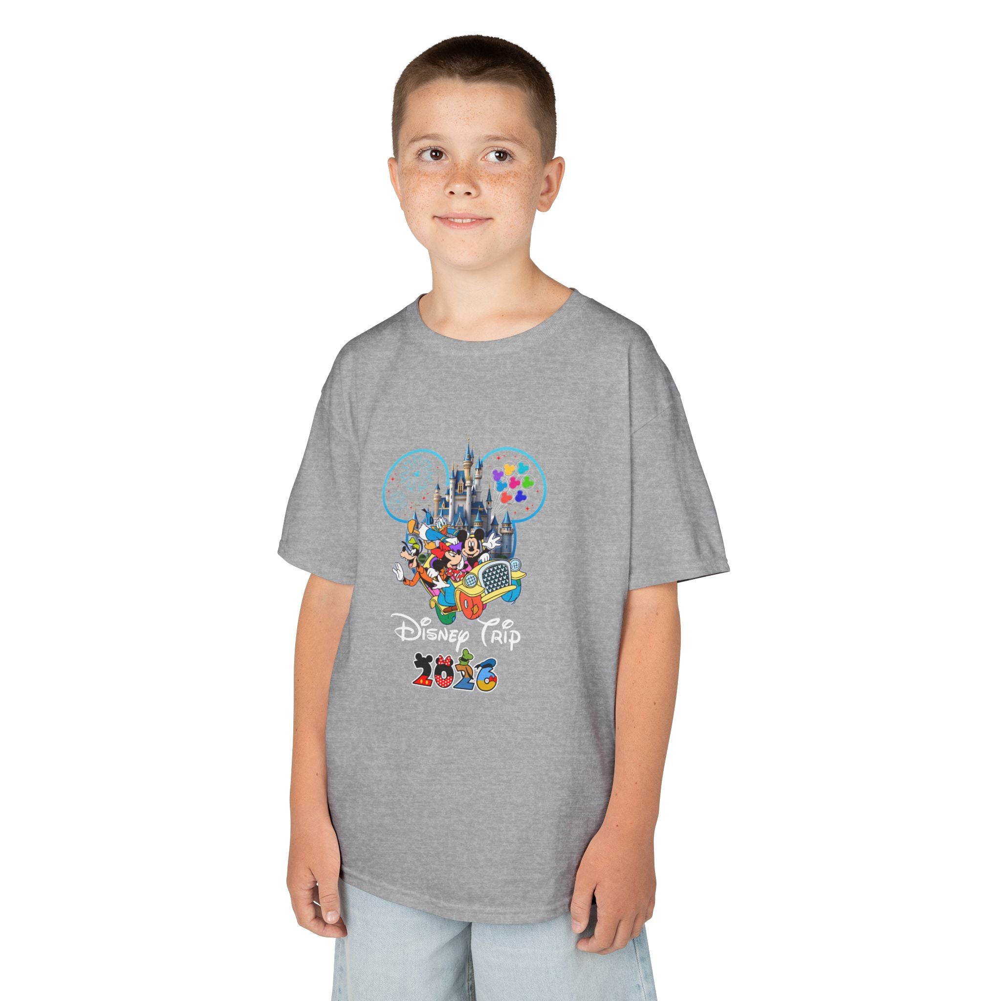 Kids T‑Shirt — Colorful Disney Castle & Characters Graphic (Disney Trip 2025)