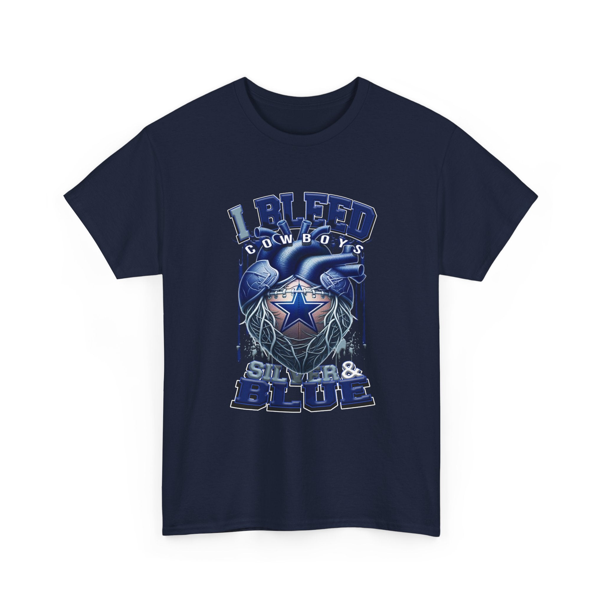 I Bleed Silver & Blue T-Shirt — Dallas Cowboys Football Fan Tee