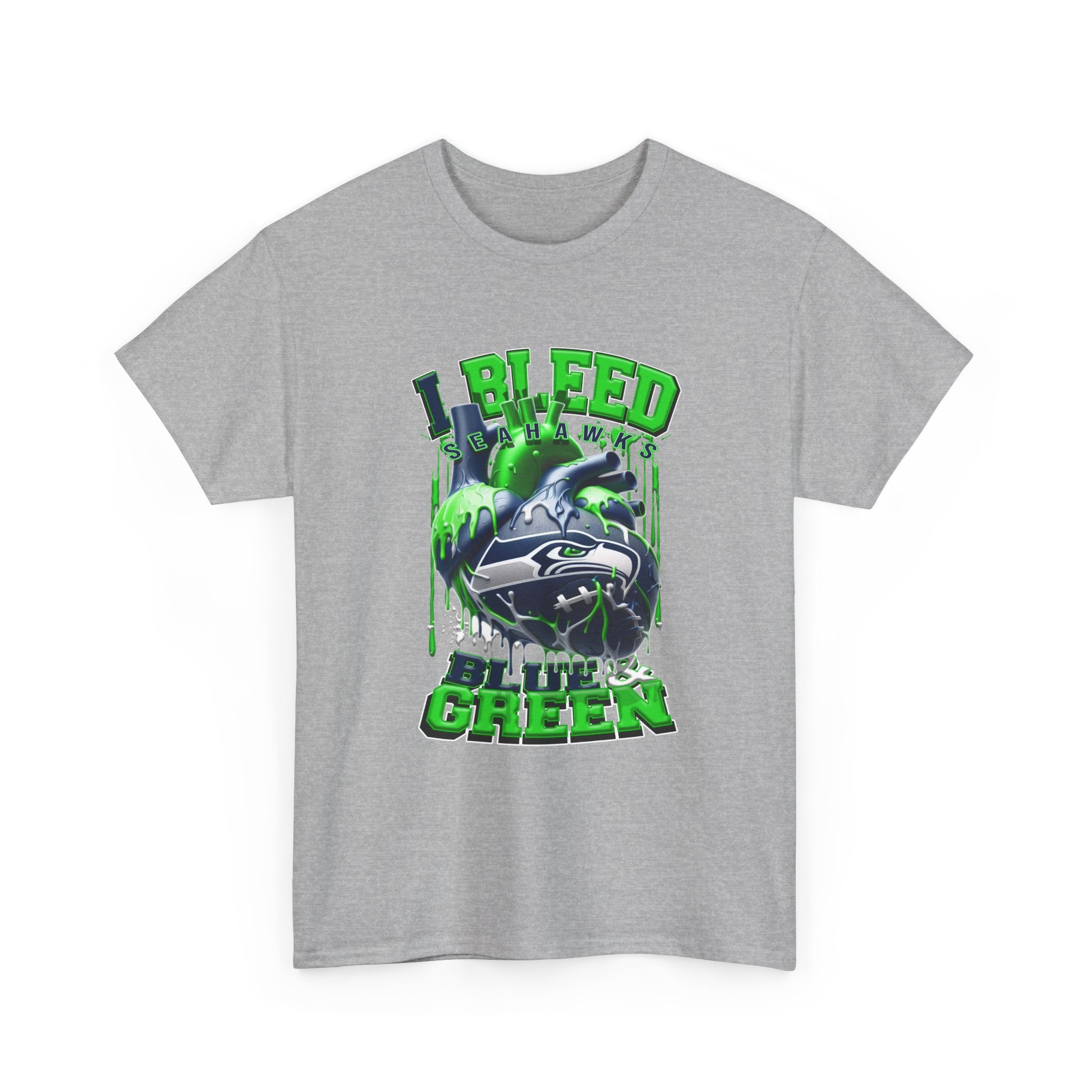 I Bleed Blue & Green T-Shirt — Seattle Seahawks Fan Tee