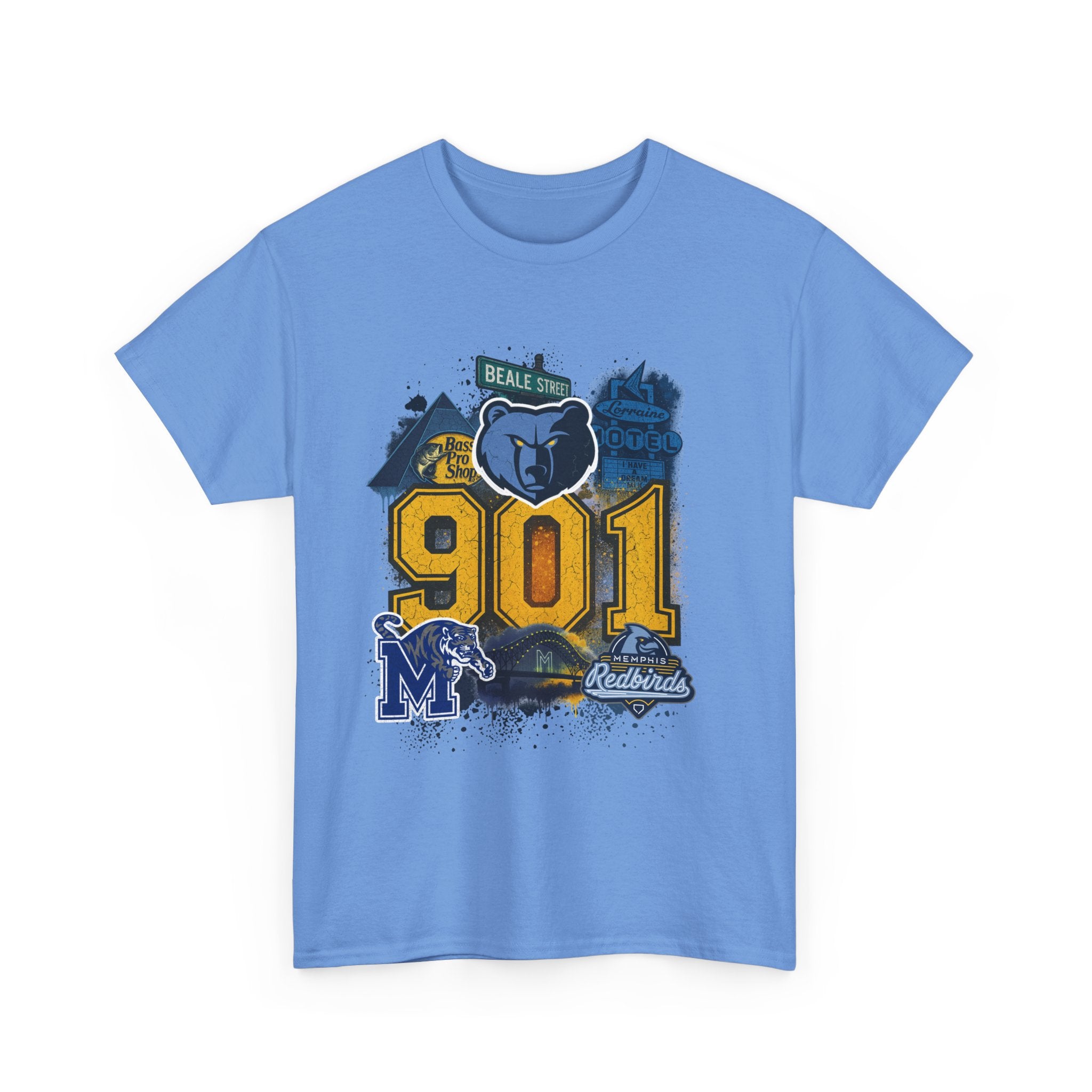 901 Memphis Vintage Collage T-Shirt — Grizzlies Beale St. City Pride Tee
