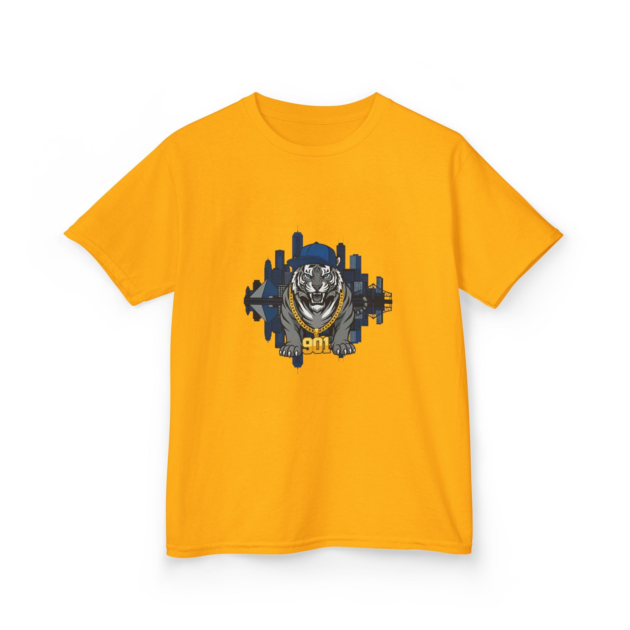 Kids T‑Shirt — Fierce Tiger City Skyline Design (Youth Animal Graphic Tee)