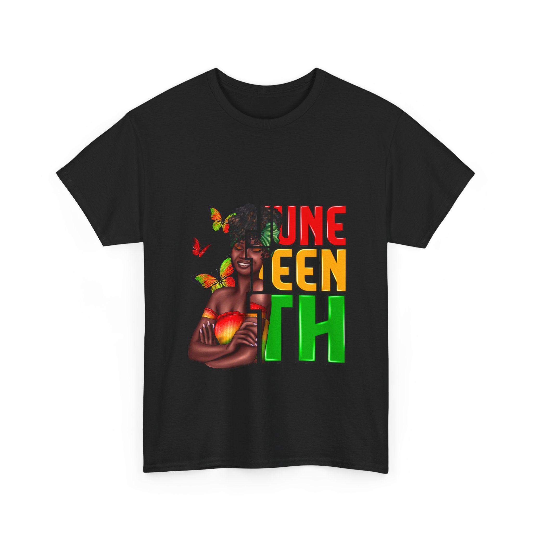 Juneteenth Celebration Tee – Juneteenth Emblem with Raised Fist and Pan-African Colors
