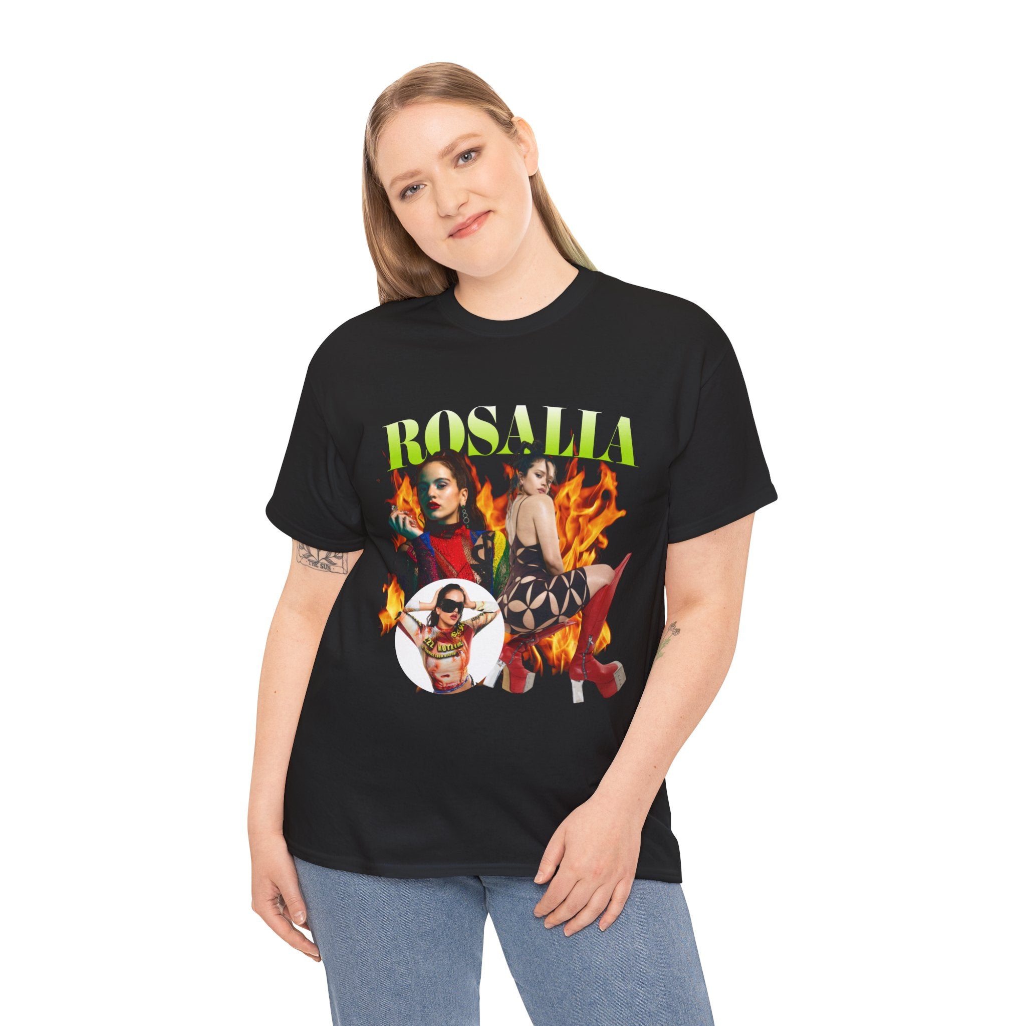 Rosalía Graphic Tee — Flaming Collage Music Band Shirt
