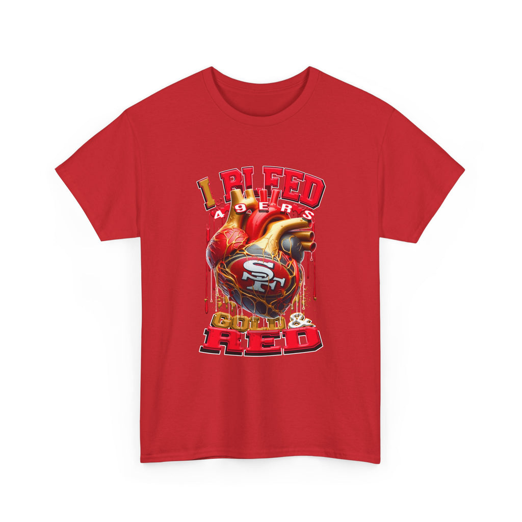 Bleed Red Football T-Shirt — San Francisco 49ers Heart Graphic