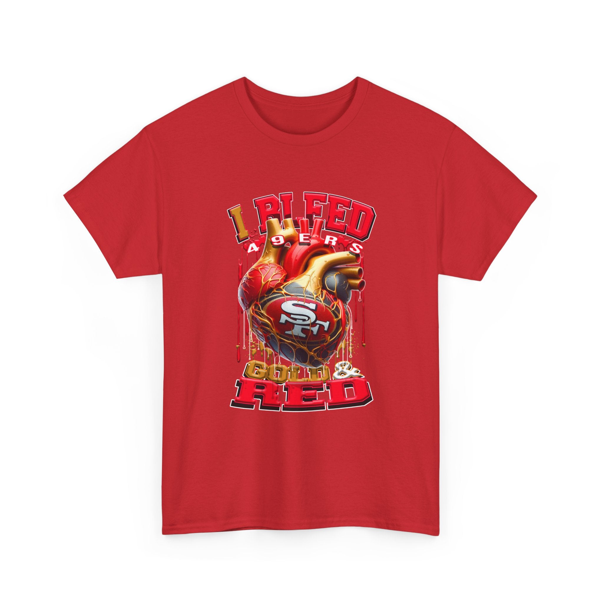 Bleed Red Football T-Shirt — San Francisco 49ers Heart Graphic