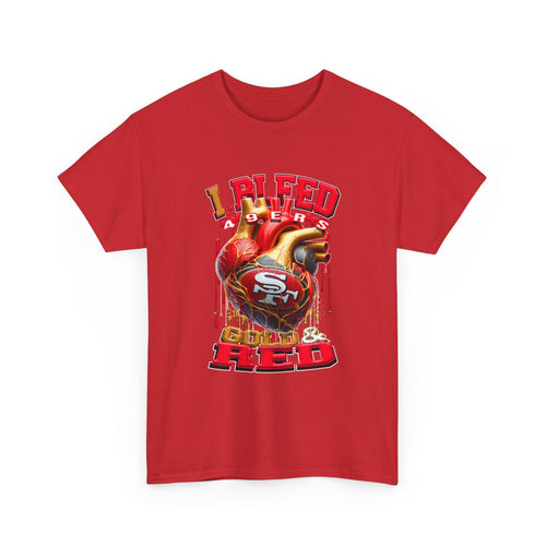 Bleed Red Football T-Shirt — San Francisco 49ers Heart Graphic