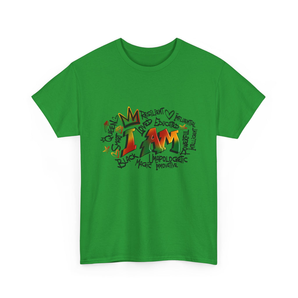 I AM Inspirational Graphic Tee — Positive Affirmation Shirt with Colorful Handwritten Design