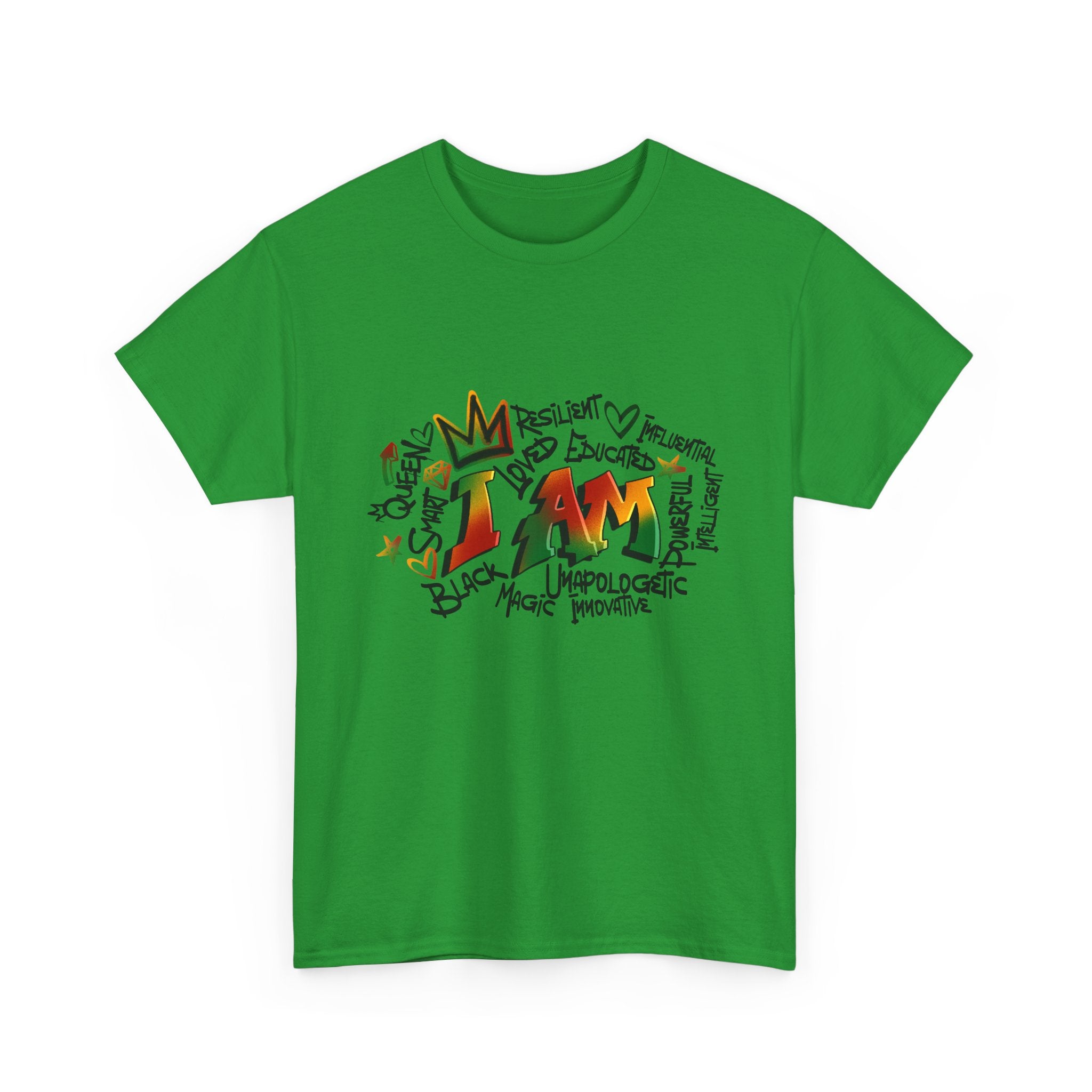 I AM Inspirational Graphic Tee — Positive Affirmation Shirt with Colorful Handwritten Design