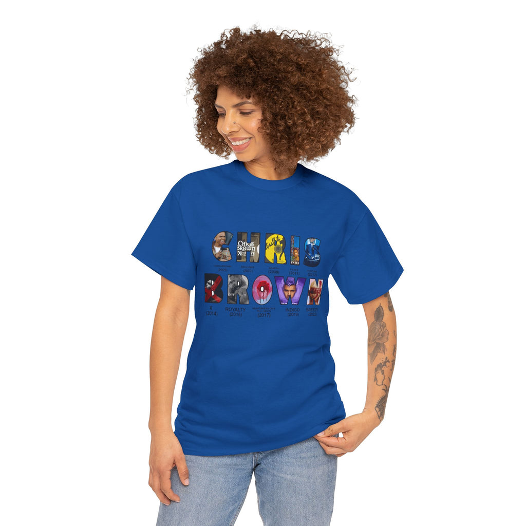 Chris Brown Collage Tee — R&B Artist Photo Letter Graphic T-Shirt