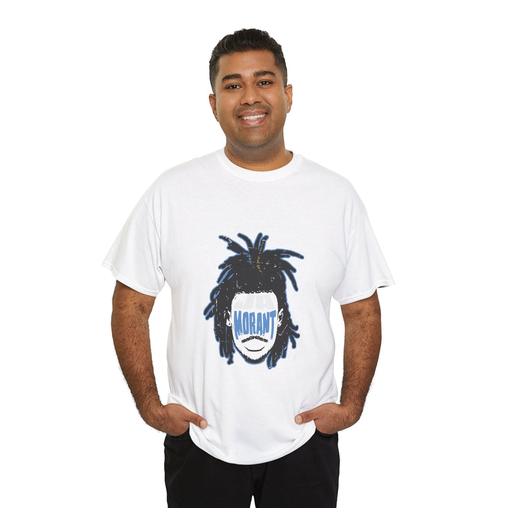 Dreadlocked Portrait T‑Shirt — Graphic Streetwear Tee with Blue Visor