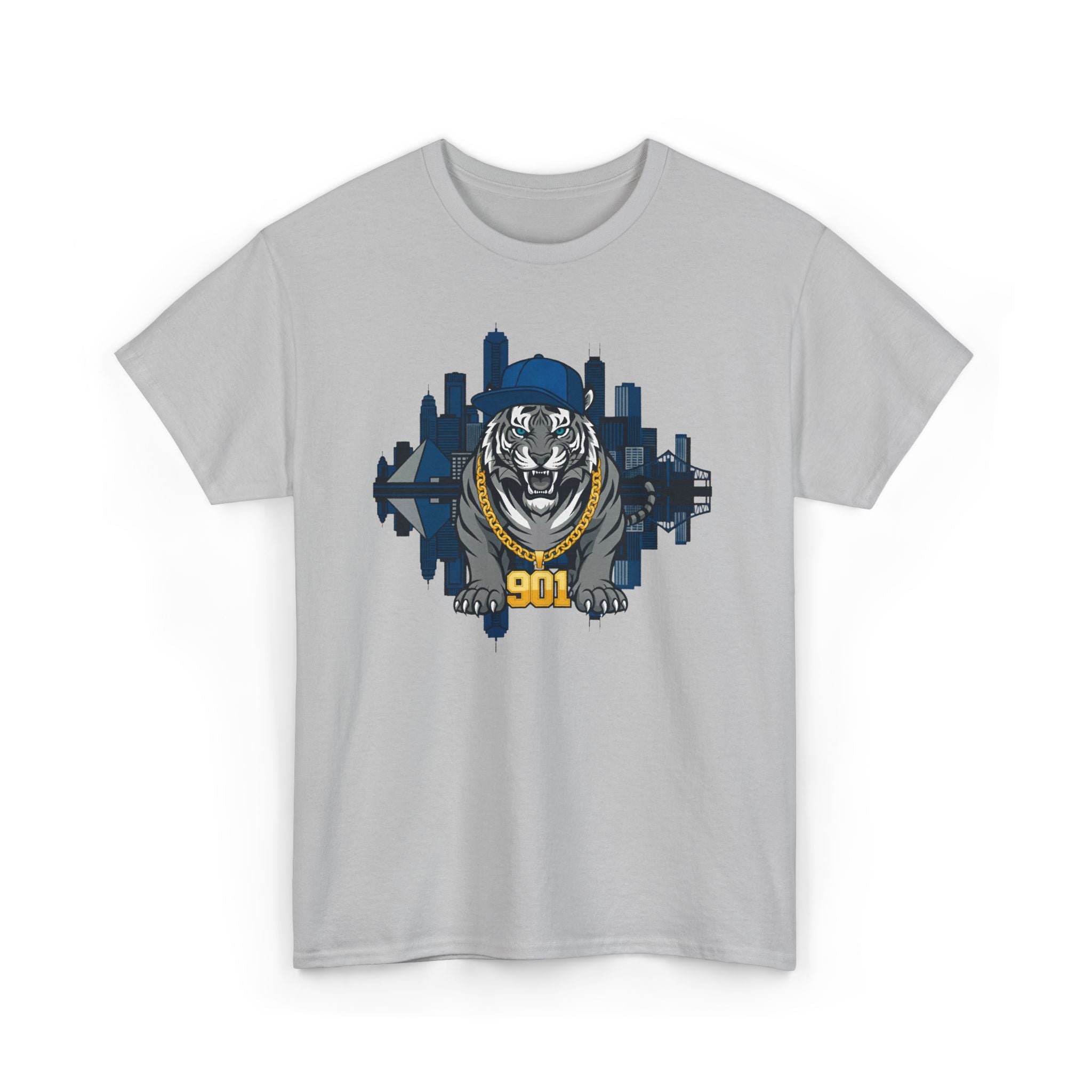 901 Tiger Skyline T‑Shirt — Urban Streetwear Tee with Bold Mascot Graphic