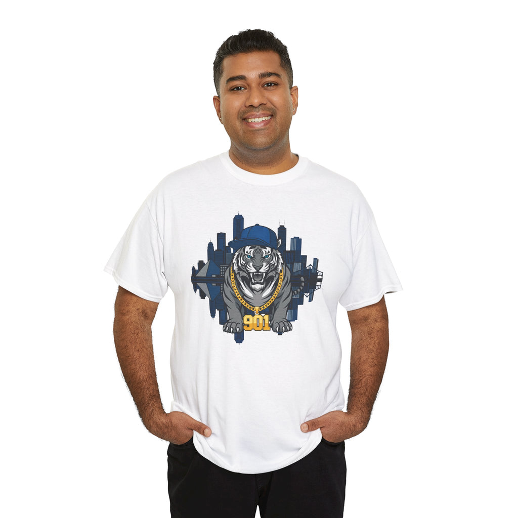 901 Tiger Skyline T‑Shirt — Urban Streetwear Tee with Bold Mascot Graphic