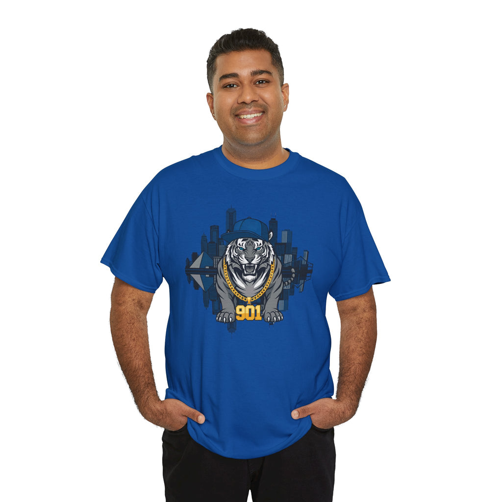 901 Tiger Skyline T‑Shirt — Urban Streetwear Tee with Bold Mascot Graphic