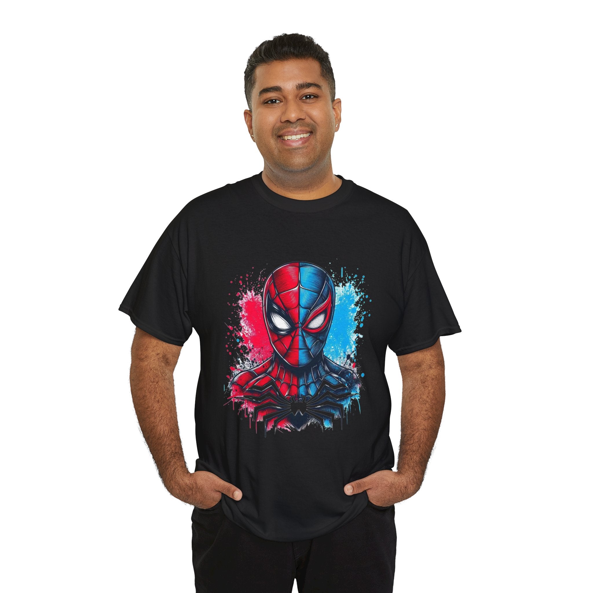 Spider-Man Mask T-Shirt — Neon Splash Superhero Graphic Tee