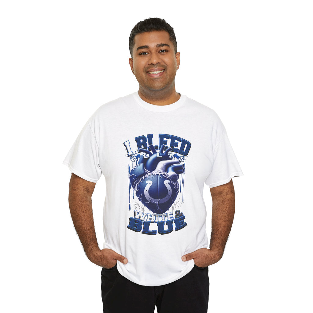 I Bleed Colts Blue T-Shirt — Fan Heart Graphic Tee
