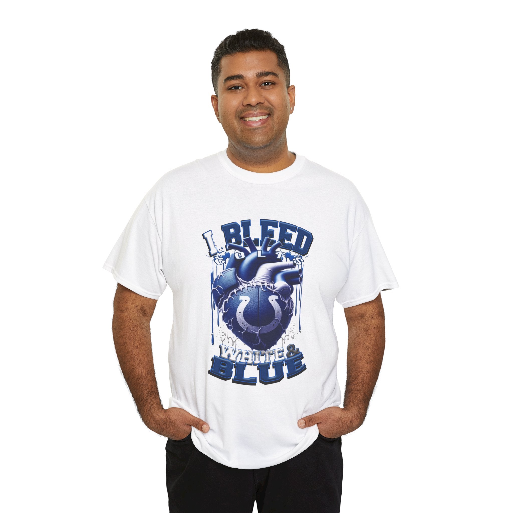 I Bleed Colts Blue T-Shirt — Fan Heart Graphic Tee