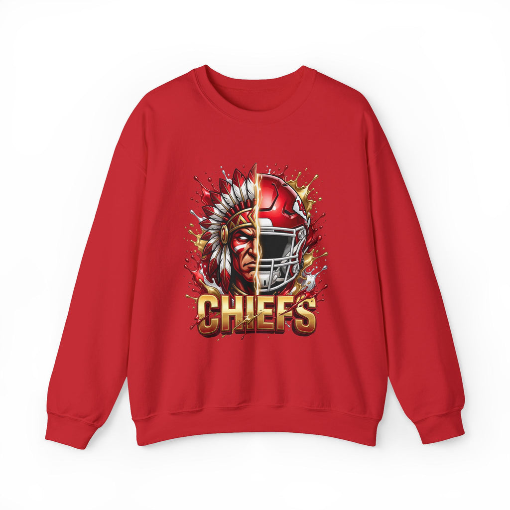 Chiefs Football Crewneck Sweatshirt — Helmet & Warrior Graphic