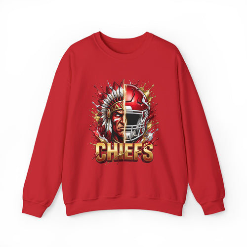 Chiefs Football Crewneck Sweatshirt — Helmet & Warrior Graphic