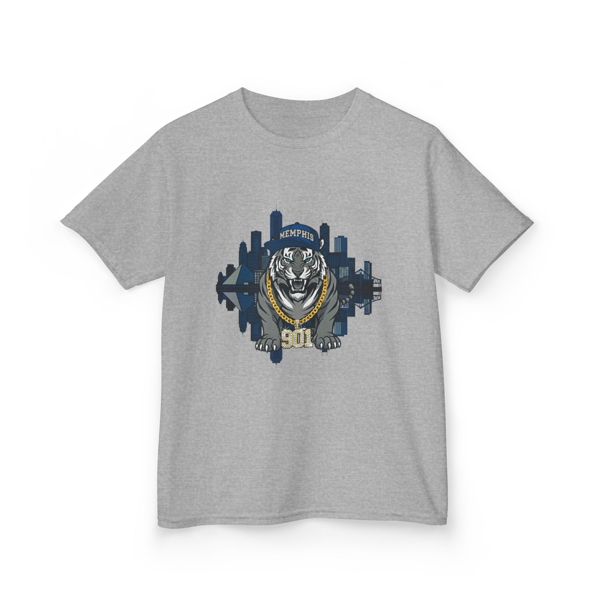 Kids Tiger Mascot T-Shirt — '901 City Skyline Design