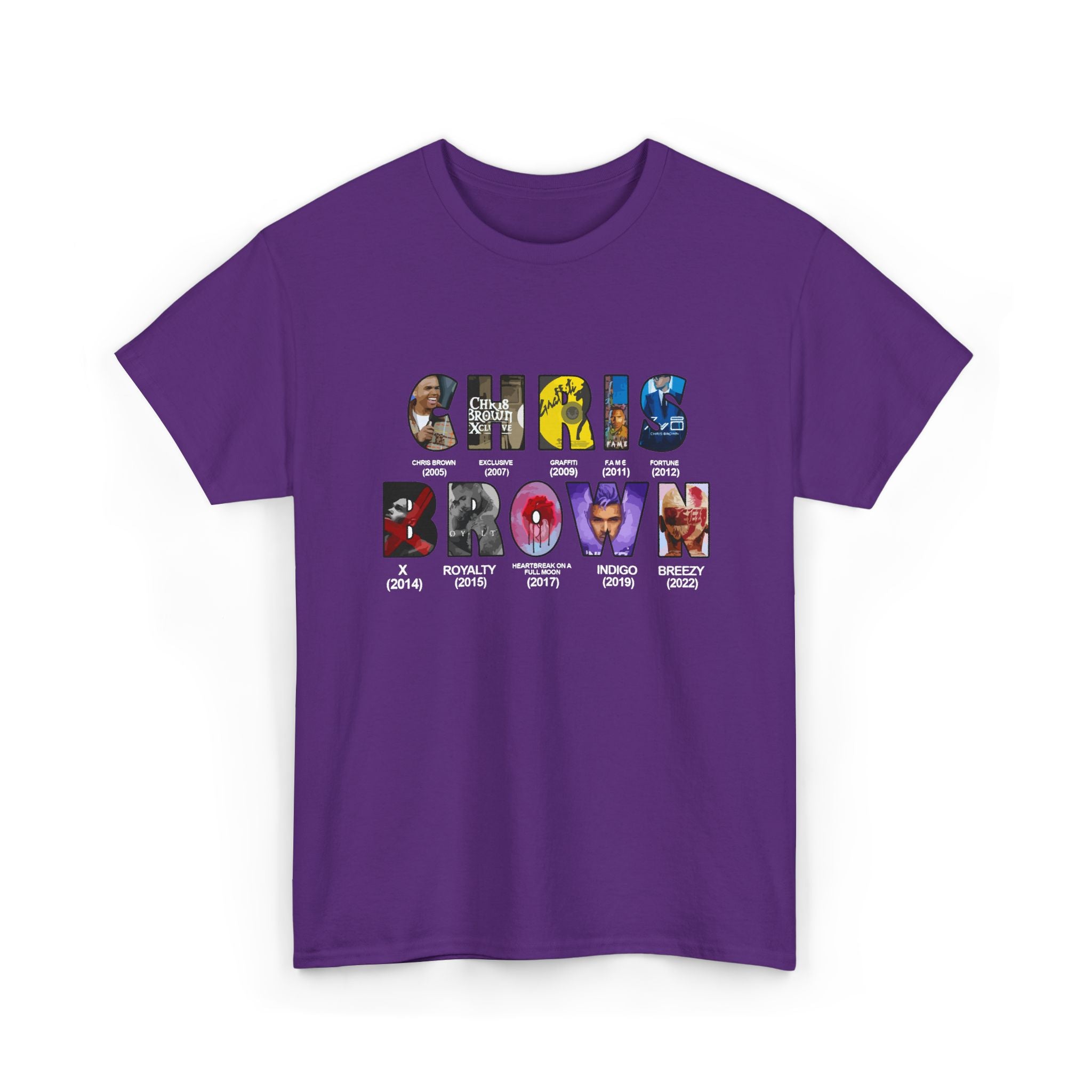 Chris Brown Graphic T-Shirt — Colorful Letter Collage Tee for Fans