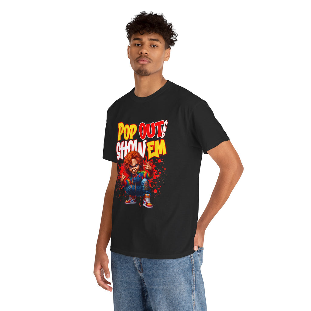 Pop Out & Show ’Em T-Shirt — Creepy Doll Graphic Tee