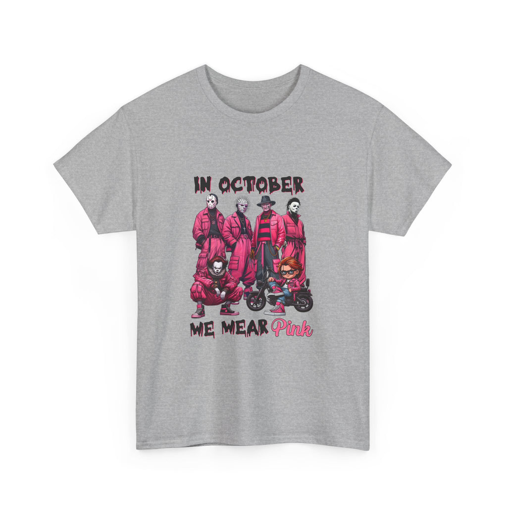 Horror Icons 'In October We Wear Pink' T-Shirt