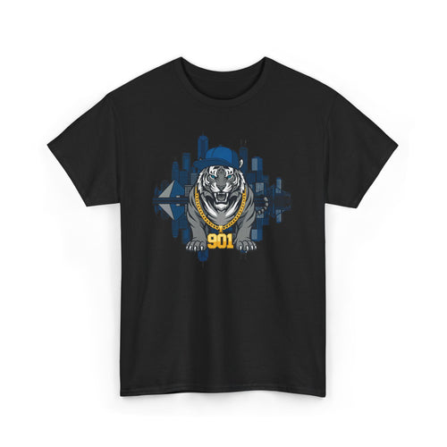 901 Tiger Skyline T‑Shirt — Urban Streetwear Tee with Bold Mascot Graphic
