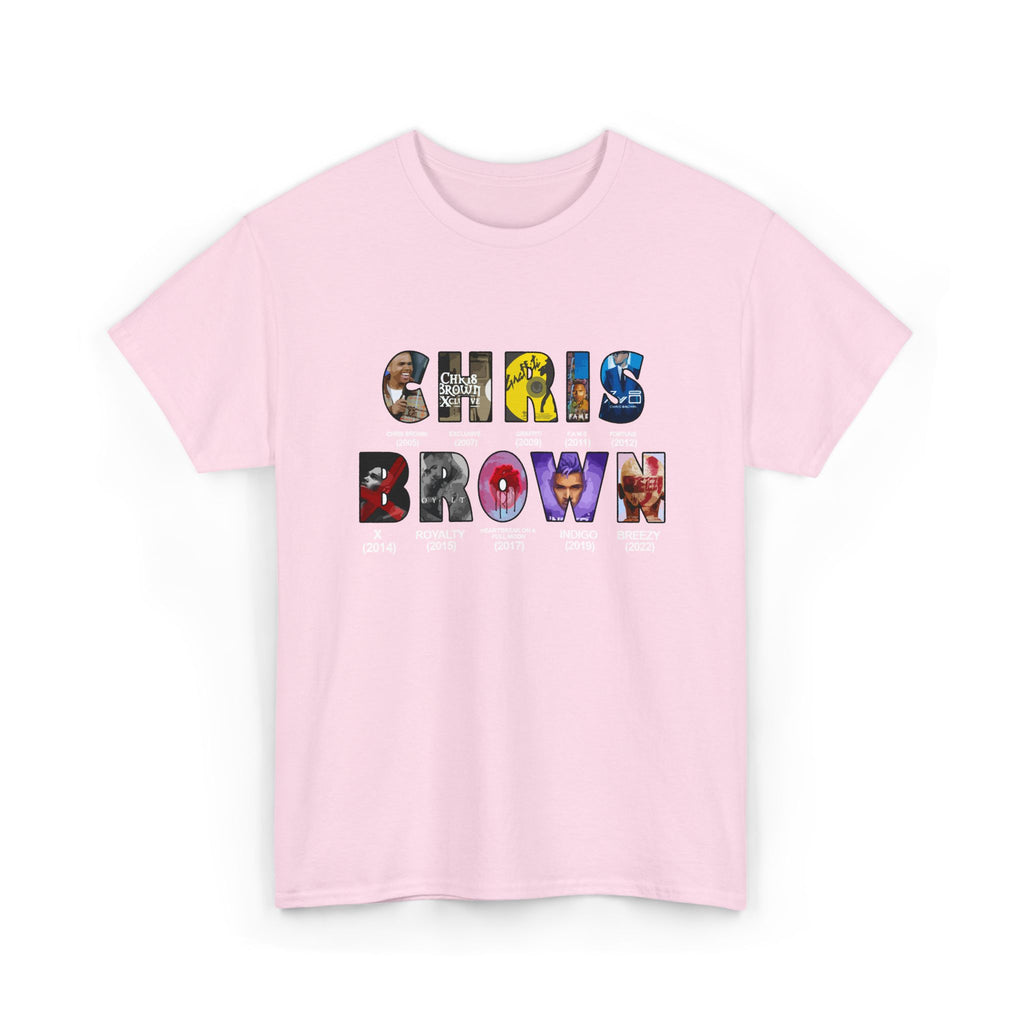 Chris Brown Graphic T-Shirt — Colorful Letter Collage Tee for Fans