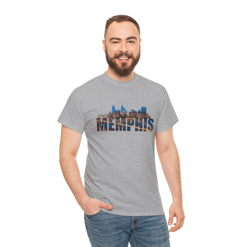 Memphis Skyline T-Shirt — Cityscape Graphic Tee with 'MEMPHIS' Text