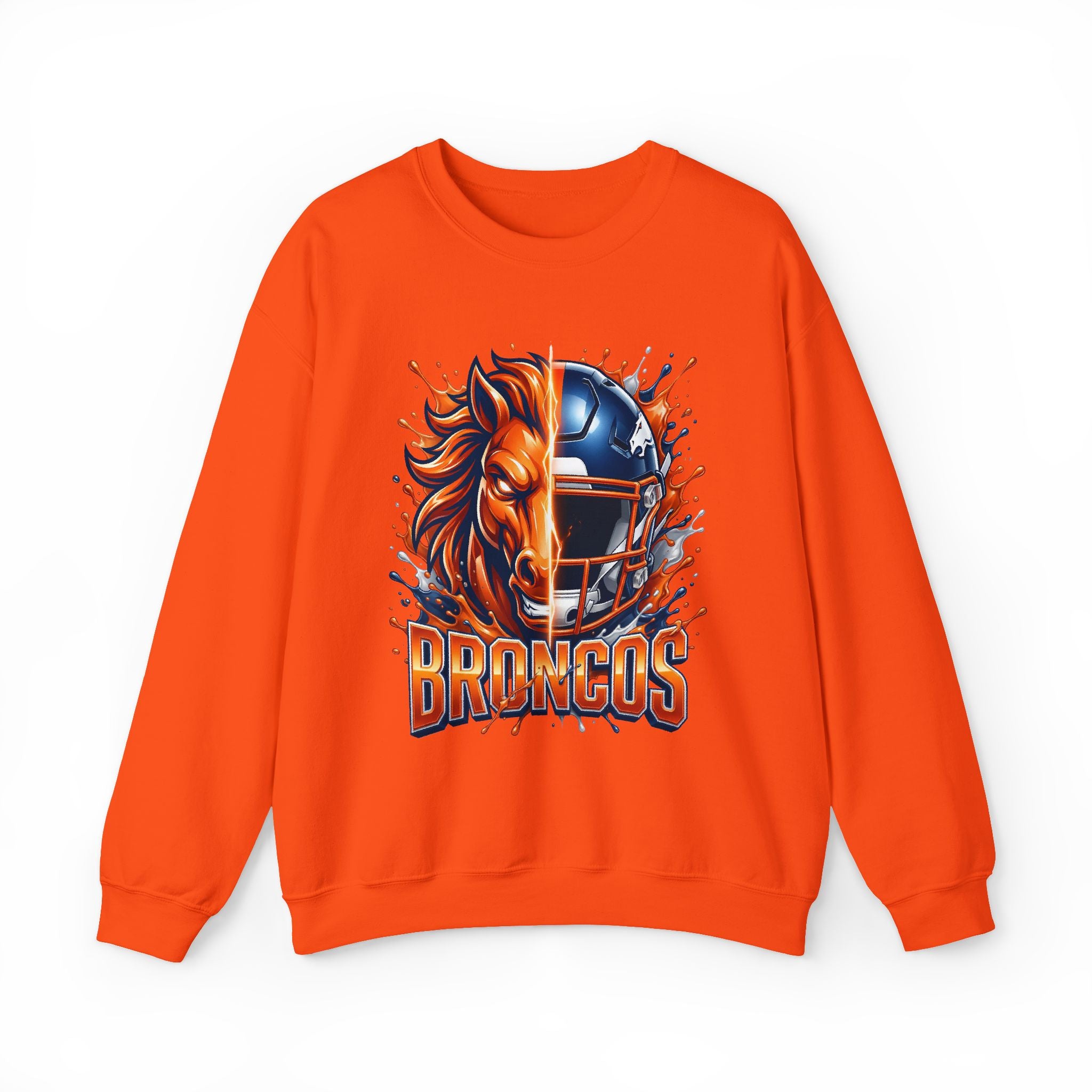 Broncos Football Crewneck Sweatshirt — Fierce Horse & Helmet Team Spirit