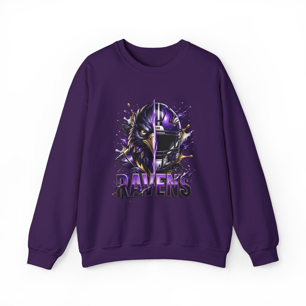 Ravens Football Crewneck Sweatshirt — Purple Raven Helmet Graphic