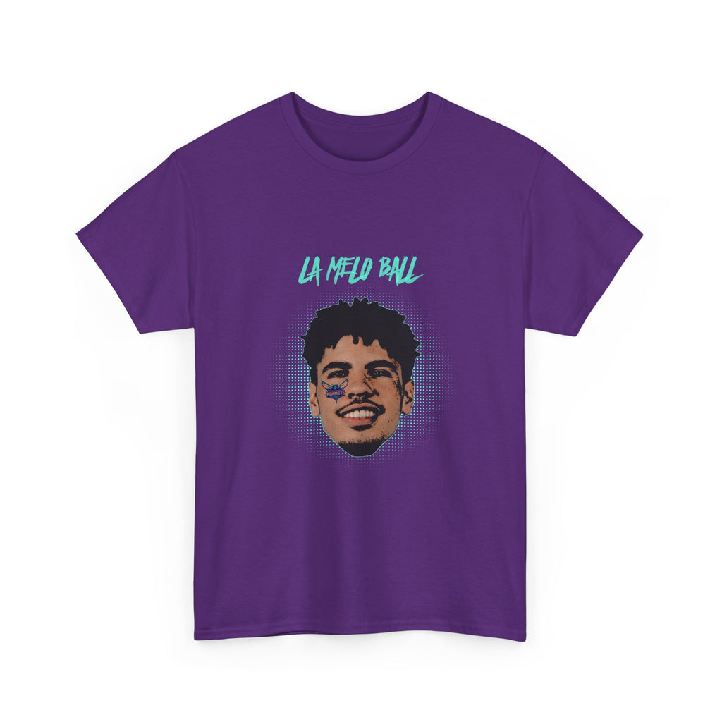 La Melo Ball Portrait Tee — Retro Pixel Basketball Player Graphic