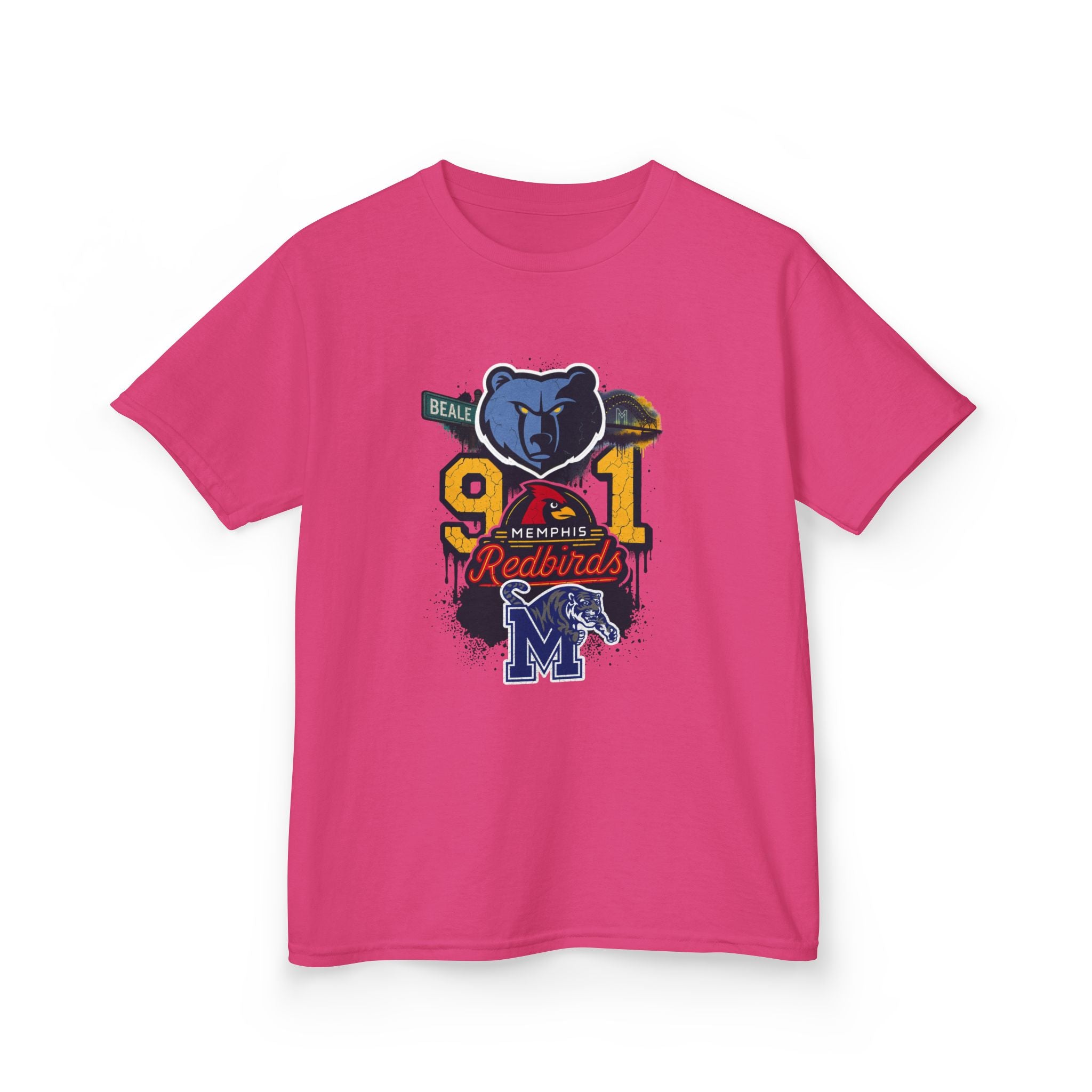 Kids Sports Mascot Tee — '901 Redbirds & M Logo Graphic