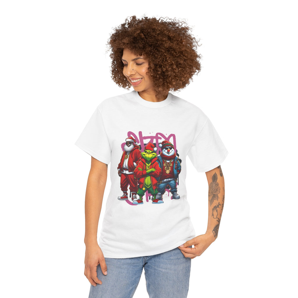 Christmas Hip-Hop Character T-Shirt — Santa, Grinch & Snowman Streetwear