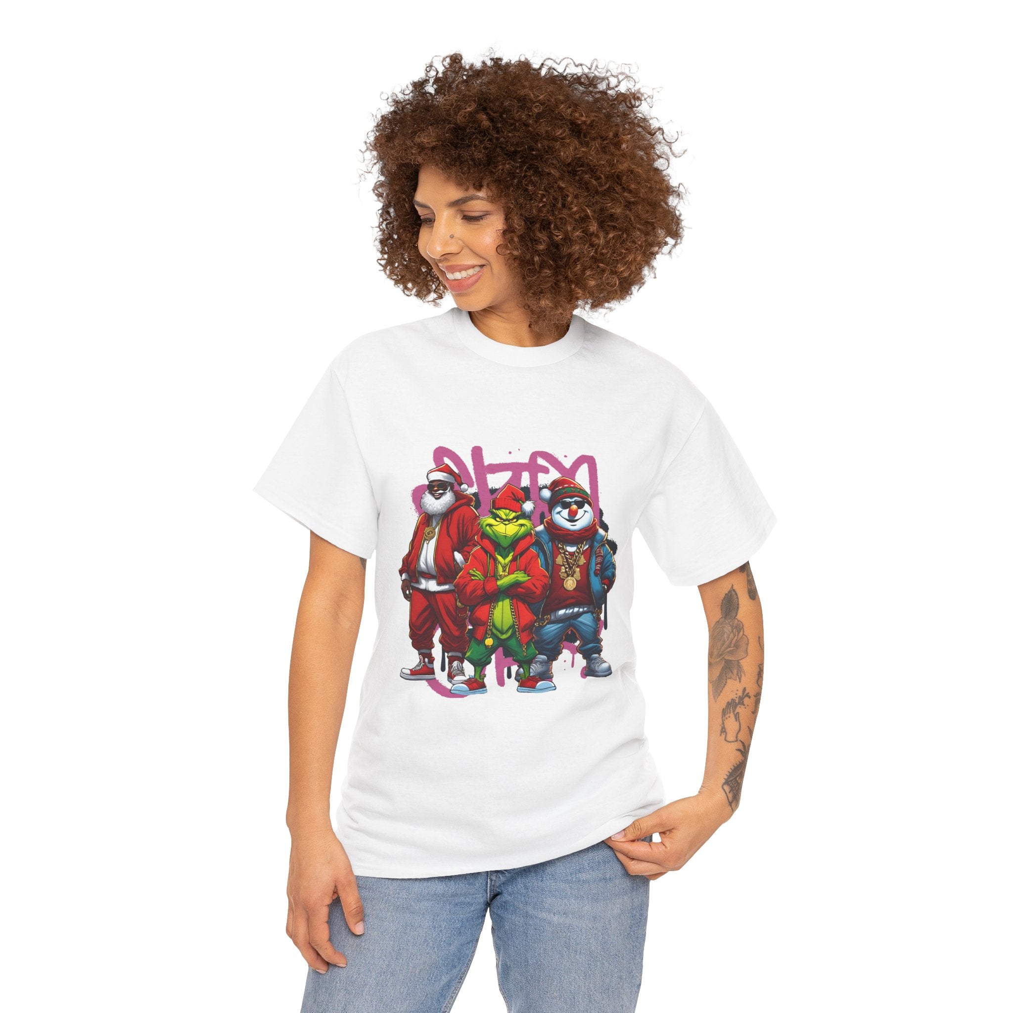 Christmas Hip-Hop Character T-Shirt — Santa, Grinch & Snowman Streetwear