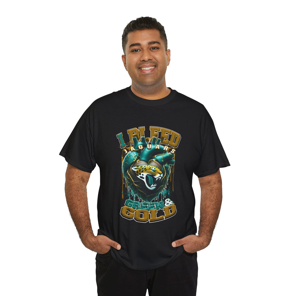 Jaguar Heart 'I Bleed Teal & Gold' T-Shirt