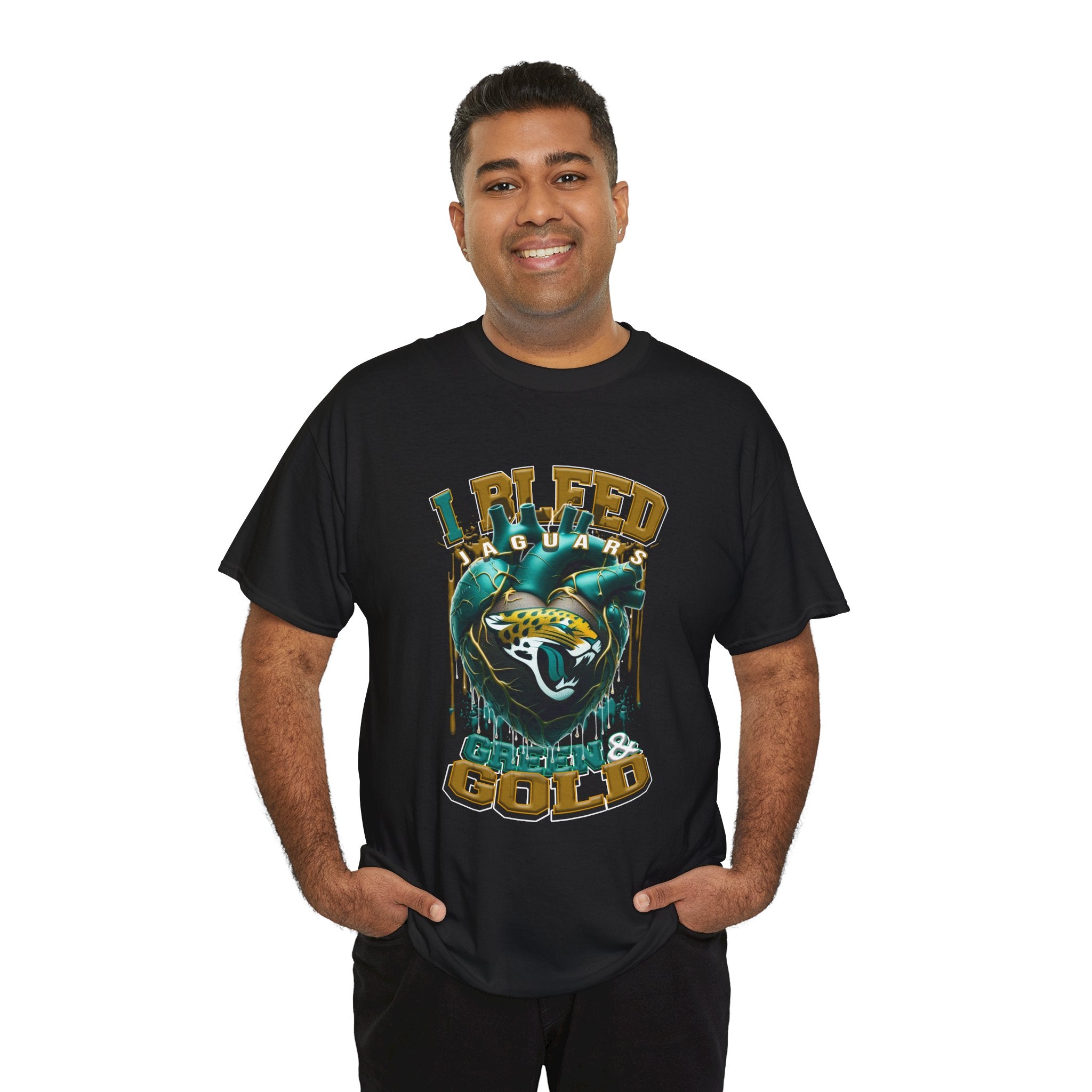 Jaguar Heart 'I Bleed Teal & Gold' T-Shirt