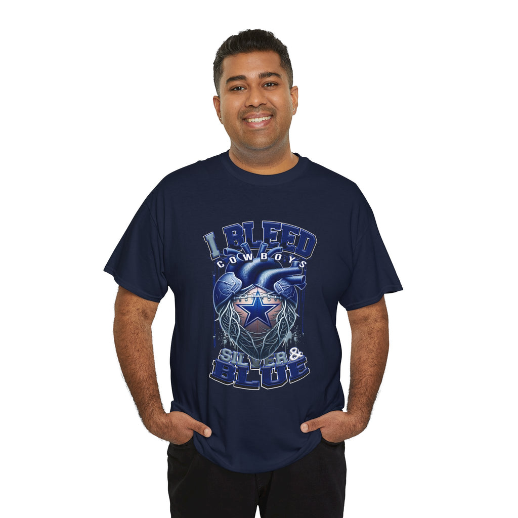 I Bleed Silver & Blue T-Shirt — Dallas Cowboys Football Fan Tee